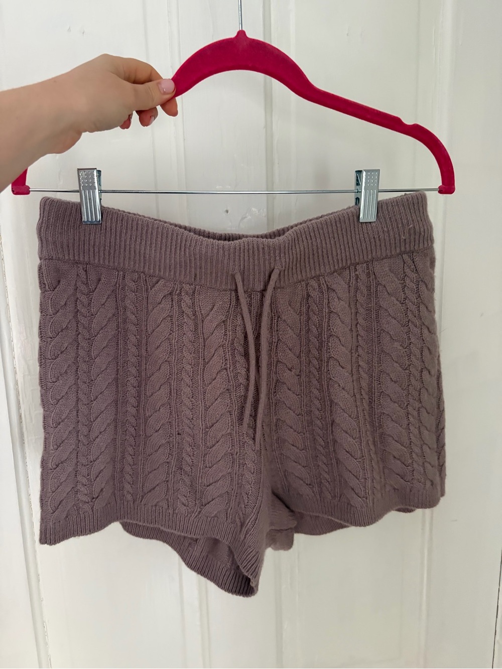 Sweaty Betty London Cable Knit Wool Cashmere Shorts | M | 70% Wool 30% Cashmere